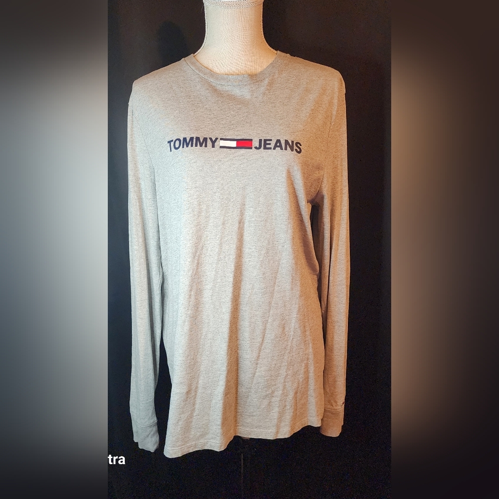 Mens Tommy Jeans Large Gray Long Sleeve Top